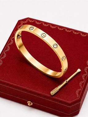 Gold Plated Screwdriver Bangle Bracelet With Stones Love